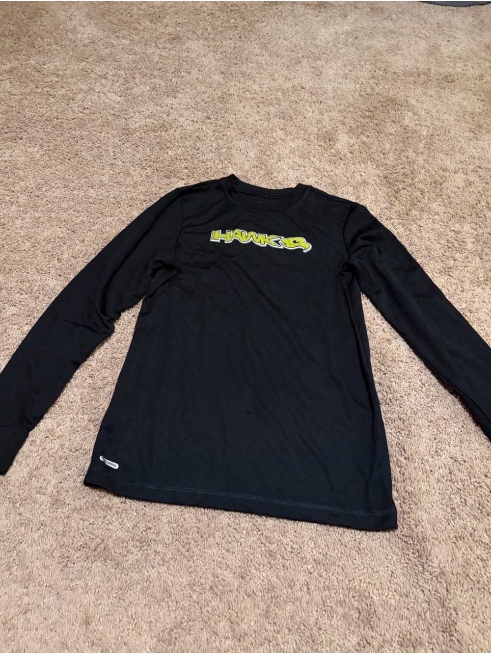 Tony Hawk Black Long Sleeve Tee with Neon Yellow Logo